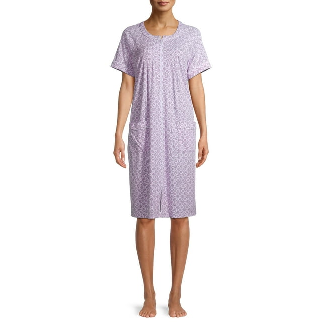 Secret Treasures Women's and Women's Plus Traditional Short Sleeve Zip Front Duster Robe