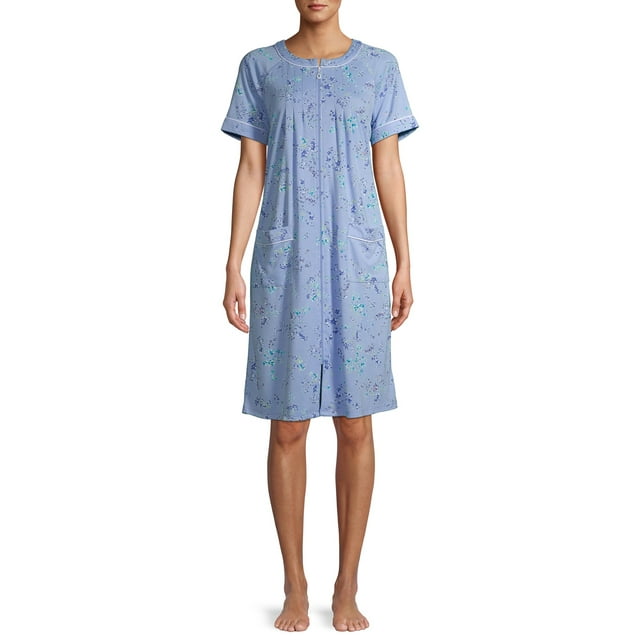 Secret Treasures Women's and Women's Plus Traditional Short Sleeve Zip Front Duster Robe