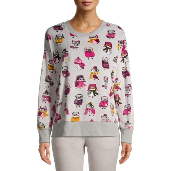 Secret Treasures Women's and Women's Plus Velour Long Sleeve Crew-Neck Pajama Top