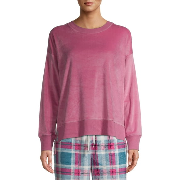 Secret Treasures Women's and Women's Plus Velour Long Sleeve Crew-Neck Pajama Top