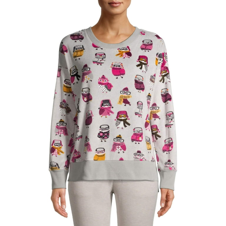 Secret Treasures Women's and Women's Plus Velour Long Sleeve Crew-Neck  Pajama Top