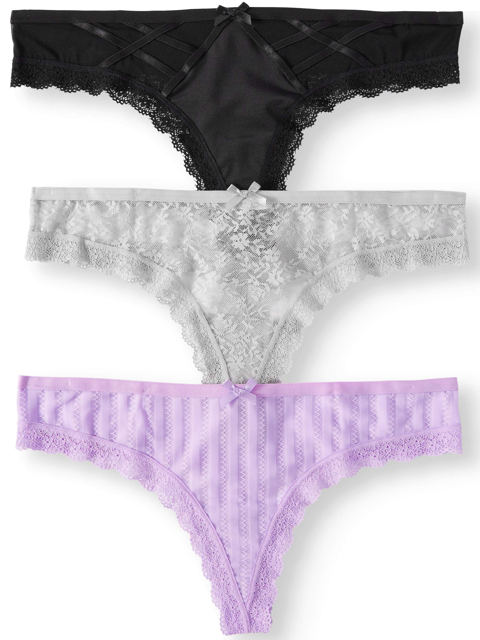 Secret Treasures Women's Thong Panties, 3-Pack 