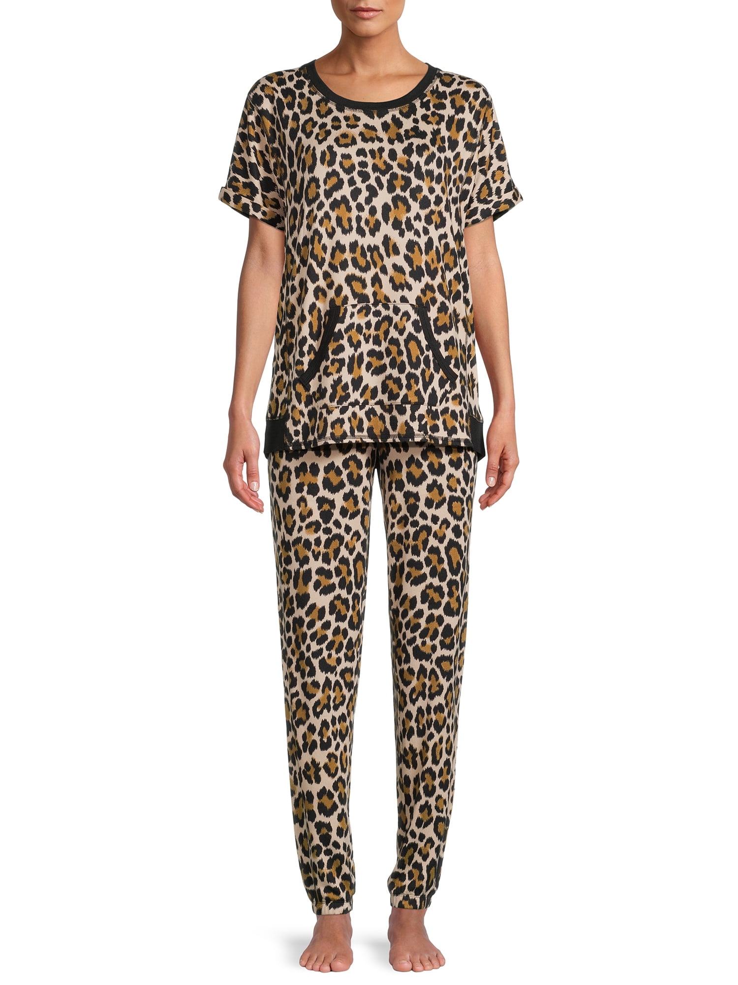 Secret Treasures Womens Short Sleeve Long Pant Pajama Set + FREE Makeup