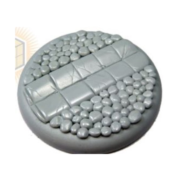 Secret Weapon Miniatures 50mm Round Lip Base #2 - Cobblestone New