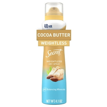 Secret Weightless Dry Spray Antiperspirant & Deodorant for Women, Cocoa Butter Scent, 4.1oz