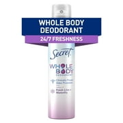 Secret Whole Body Aluminum Free Spray Deodorant for Women, Lilac & Waterlily 3.5oz
