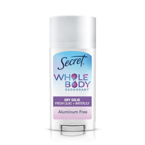 Secret Whole Body Deodorant Stick for Women, Lilac & Waterlily Scent, Aluminum Free Deodorant Stick, 72 HR Odor Protection, 2.4 oz