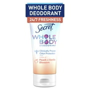 Secret Whole Womens Body Aluminum Free Deodorant Clear Cream Peach & Vanilla 3.0oz