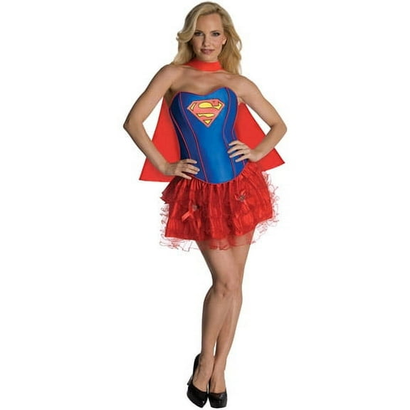 Adult Women's Sexy Supergirl Corset With Skirt Costume Set Small Size 4-6