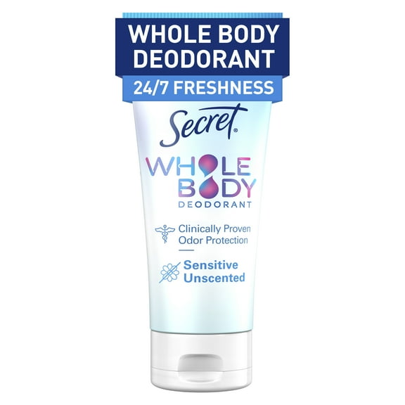 Secret Women's Whole Body Aluminum Free Deodorant Clear Cream Unscented 3.0oz