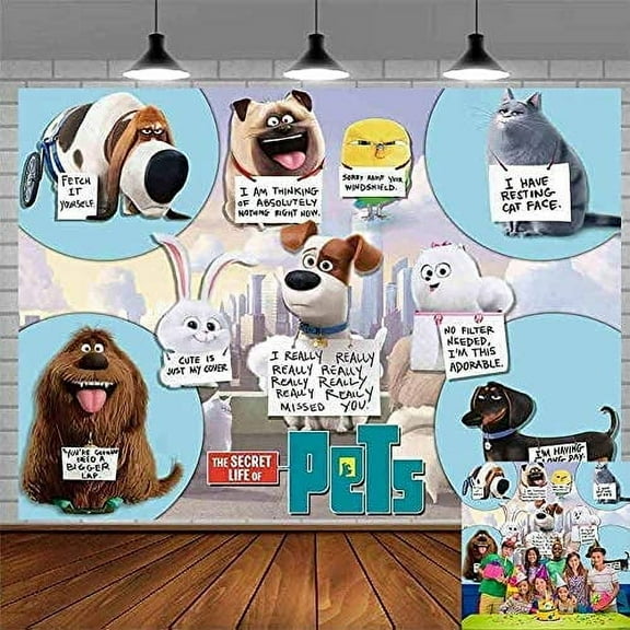 Secret of Pets Backdrop Banner Party Supplies Poster Movie Theme Background for Photography Kids Birthday Decorations