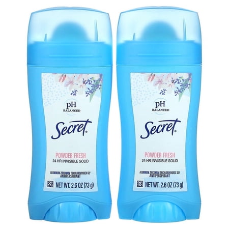 Secret, pH Balanced Antiperspirant/Deodorant, Invisible Solid, Powder Fresh, Twin Pack, 2.6 oz (73 g) Each Pack of 2