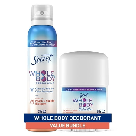 Secret Whole Body Peach & Vanilla Spray 3.5oz + Peach & Vanilla Stick 0.5oz