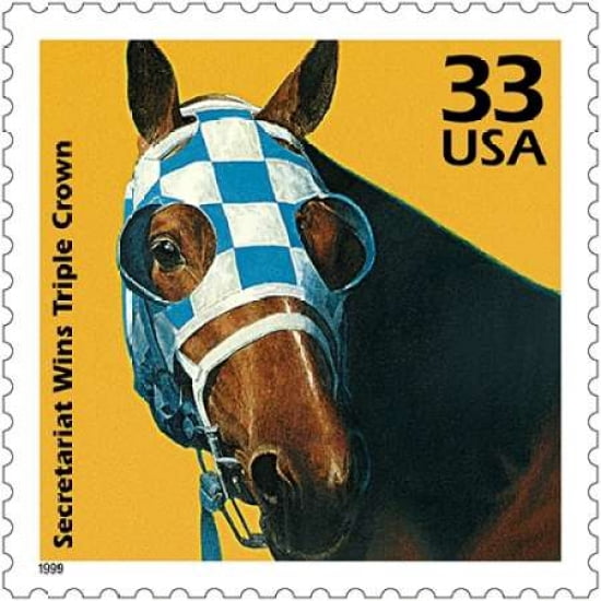 Secretariat Wins Triple Crown Canvas Art - US POSTAL SERVICE (24 x 24)