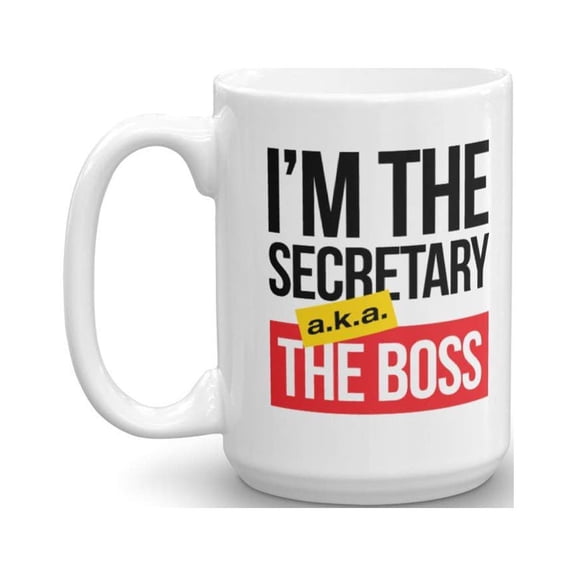 Secretary aka Boss White Ceramic Funny Coffee & Tea Gift Mug (15oz)