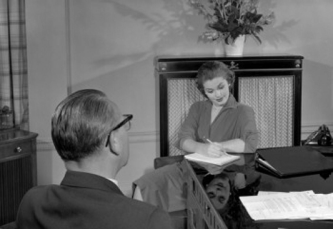 Secretary taking notes at meeting with businessman Canvas Art - (24 x 36)