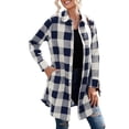 thumbnail image 1 of Lapel plaid shirt women's medium and long sleeve autumn and winter coat, 1 of 5
