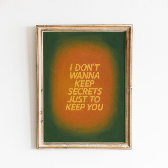 Secrets Lyric Retro Gradient Living Room Bedroom Office Decor Wall Art Unframed Paper Print