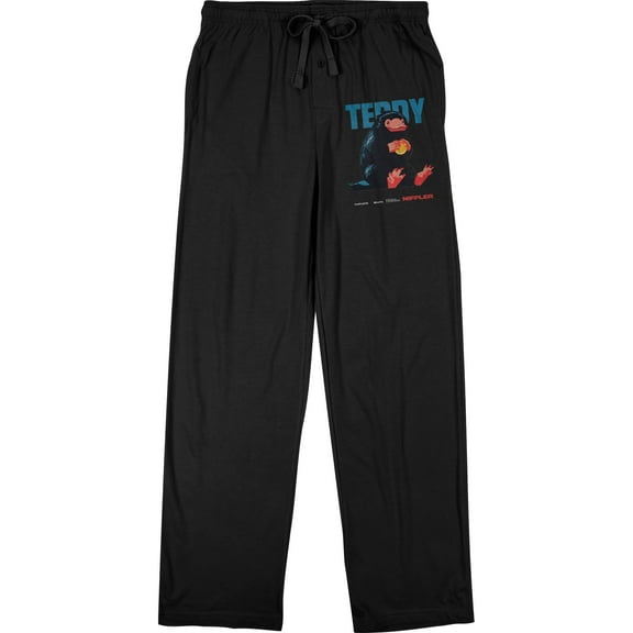 Secrets Of Dumbledore Teddy The Niffler Men's Black Sleep Pajama Pants-Medium