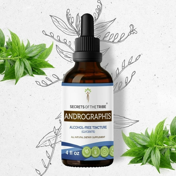 Secrets Of The Tribe Andrographis Tincture Dietary Supplement, Natural Herbal Extract for Seasonal Wellness Support, Andrographis (Andrographis paniculata) Dried Herb, Alcohol-Free Extract Drops 4 oz