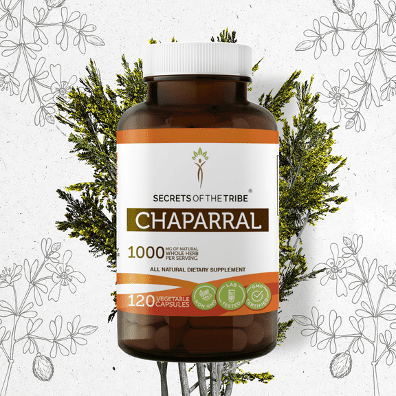 Secrets Of The Tribe Chaparral Capsules Dietary Supplement, Natural Herbal Capsules for Detox Support, Chaparral (Larrea tridentata) Dried Leaf and Flower, 120 Capsules