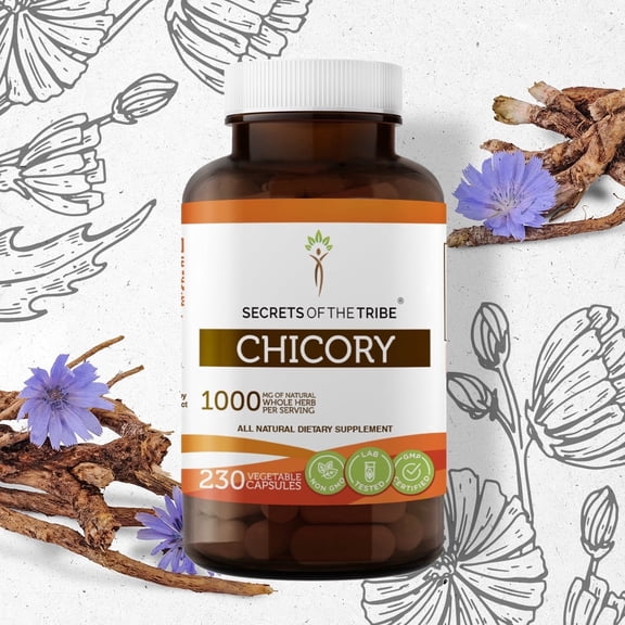 Secrets Of The Tribe Chicory Capsules Dietary Supplement, Natural Herbal Capsules for Digestive Support, Chicory (Cichorium Intybus) Dried Root, 230 Capsules