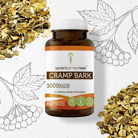 Secrets Of The Tribe Cramp Bark Capsules Dietary Supplement, Natural Herbal Capsules for Muscle Support, Cramp Bark (Viburnum Opulus) Dried Bark, 60 Capsules