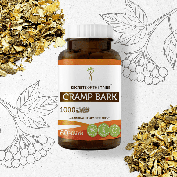 Secrets Of The Tribe Cramp Bark Capsules Dietary Supplement, Natural Herbal Capsules for Muscle Support, Cramp Bark (Viburnum Opulus) Dried Bark, 60 Capsules