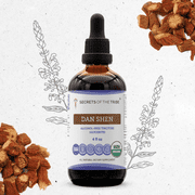 Secrets Of The Tribe Dan Shen Organic Dietary Supplement, Natural Herbal Tincture for Cardiovascular Support, Certified Organic Red Sage Danshen, Salvia miltiorrhiza Dried Root, Alcohol-Free, 4 oz