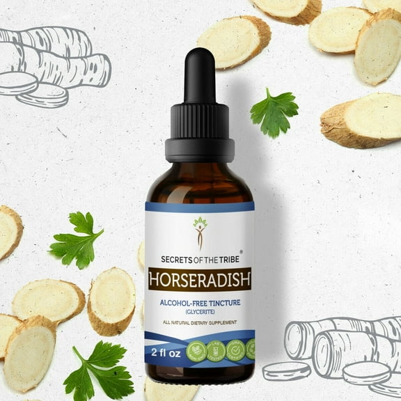 Secrets Of The Tribe Horseradish Tincture Dietary Supplement, Natural Herbal Extract for Digestive Support, Horseradish (Armoracia rusticana) Dried Root, Alcohol-Free Extract, Drops 2 oz