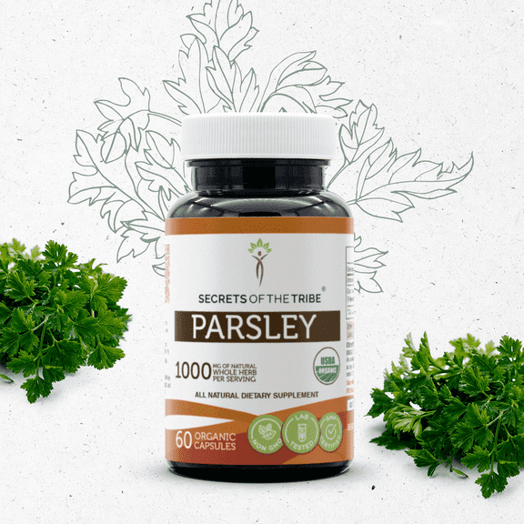 Secrets Of The Tribe Parsley Organic Capsules Dietary Supplement, Natural Herbal Capsules for Detox Support, Certified Organic Parsley (Petroselinum crispum) Dried Leaf, 60 Capsules