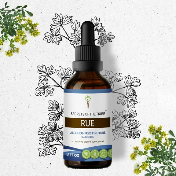 Secrets Of The Tribe Rue Tincture Dietary Supplement, Natural Herbal Extract for Lactation Support, Rue (Ruta graveolens) Dried Herb, Alcohol-Free Extract, Drops 2 oz
