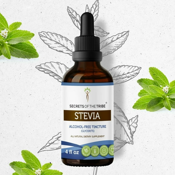 Secrets Of The Tribe Stevia Tincture Dietary Supplement, Natural Herbal Extract for Antioxidant Support, Stevia (Stevia rebaudiana) Dried Leaf, Alcohol-Free Extract, Drops 4 oz
