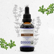 Secrets Of The Tribe Thyme Organic Tincture Dietary Supplement, Natural Herbal Extract for Respiratory Support, Certified Organic Thyme Thymus vulgaris Dried Leaf, Alcohol-Free Extract, Drops 2 oz