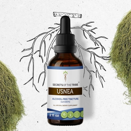 Secrets Of The Tribe Usnea Tincture Dietary Supplement, Natural Herbal Extract for Immune System Support, Usnea (Usnea spp.) Dried Lichen, Alcohol-Free Extract, Drops 2 oz