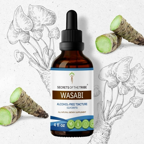 Secrets Of The Tribe Wasabi Tincture Dietary Supplement, Natural Herbal Extract for Detox Support, Wasabi (Eutrema japonicum) Dried Root, Alcohol-Free Extract, Drops 4 oz