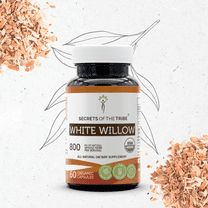 Secrets Of The Tribe White Willow Organic Capsules Dietary Supplement, Natural Herbal Capsules for Joint Comfort, Certified Organic White Willow (Salix alba) Dried Bark, 60 Capsules