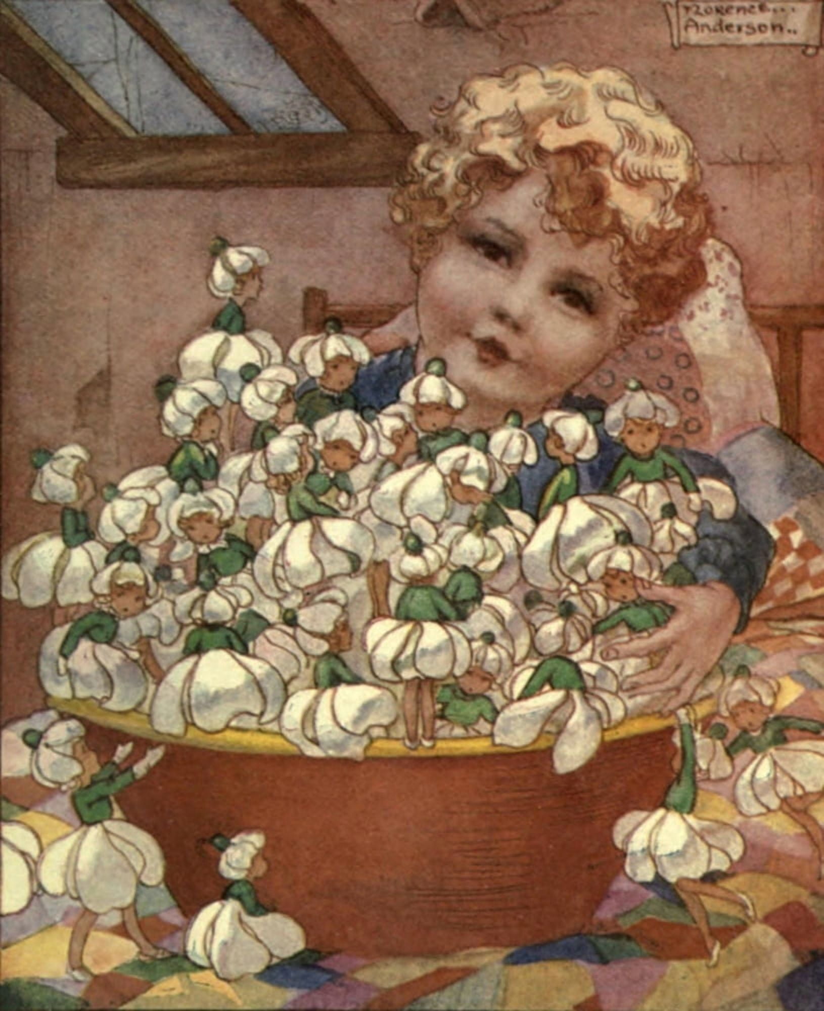 Secrets of the Flowers 1900 Davie said is it snow Canvas Art - Florence M Anderson (24 x 36)
