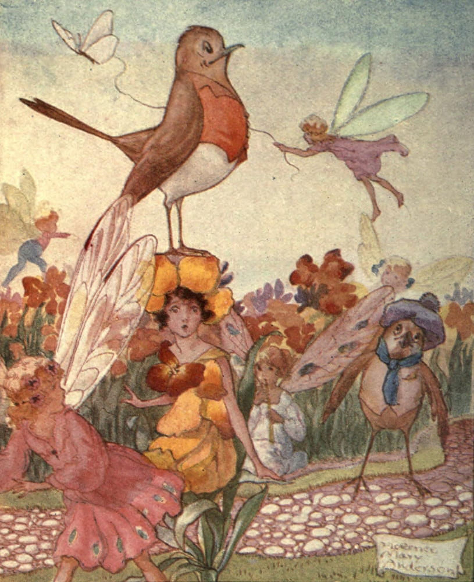 Secrets of the Flowers 1900 I cant smell anything said Robin Canvas Art - Florence M Anderson (18 x 24)