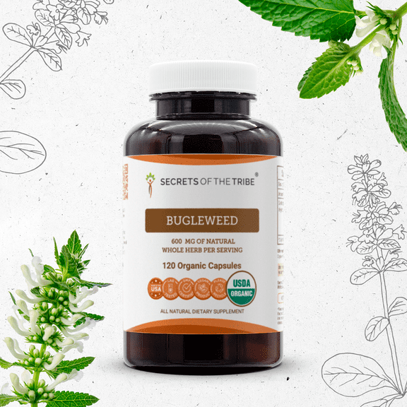 Secrets Of The Tribe Bugleweed Organic Capsules Dietary Supplement, Natural Herbal Capsules for Hormonal Balance Support, Certified Organic Bugleweed (Lycopus Virginicus) Dried Herb, 120 Capsules