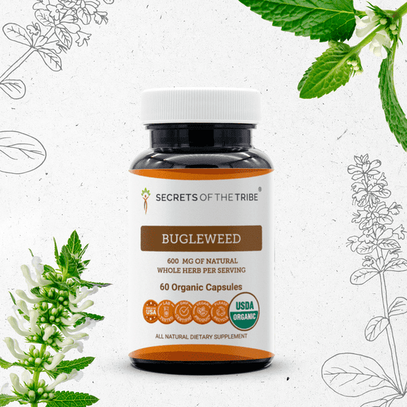 Secrets Of The Tribe Bugleweed Organic Capsules Dietary Supplement, Natural Herbal Capsules for Hormonal Balance Support, Certified Organic Bugleweed (Lycopus Virginicus) Dried Herb, 60 Capsules