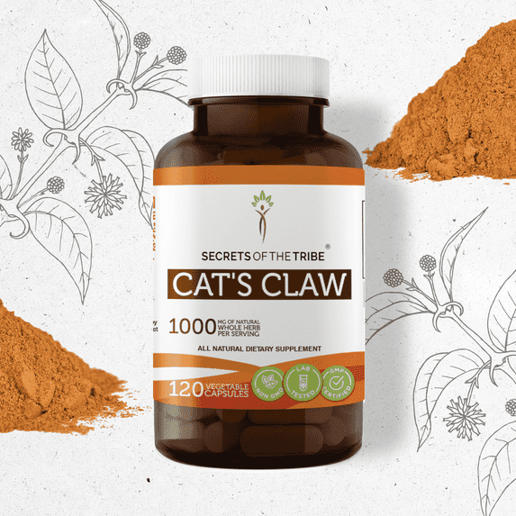 Secrets Of The Tribe Cat's Claw Capsules Dietary Supplement, Natural Herbal Capsules for Immune Support, Cat's Claw (Uncaria Tomentosa) Dried Inner Bark, 120 Capsules