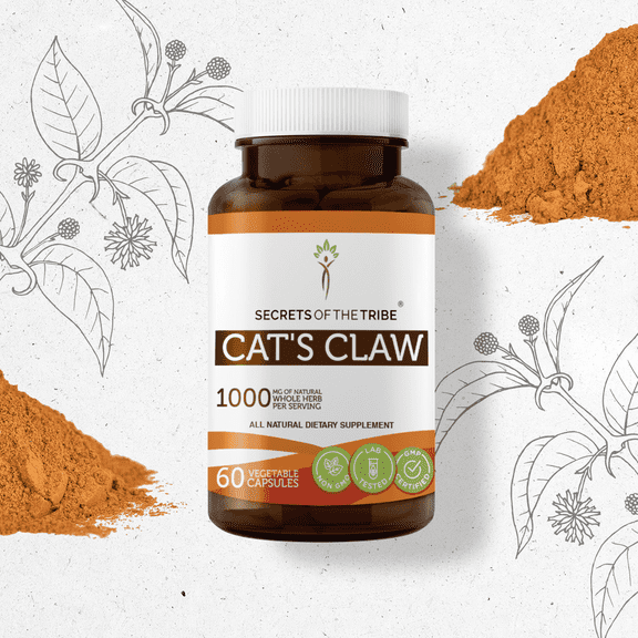 Secrets Of The Tribe Cat's Claw Capsules Dietary Supplement, Natural Herbal Capsules for Immune Support, Cat's Claw (Uncaria Tomentosa) Dried Inner Bark, 60 Capsules