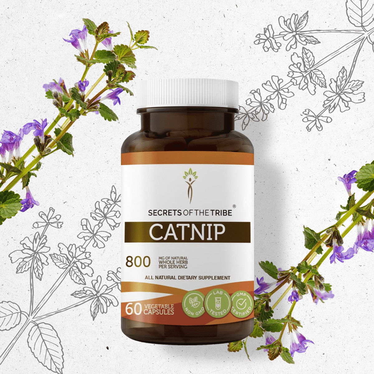 Secrets of the Tribe Catnip Capsules Dietary Supplement, Natural Herbal ...
