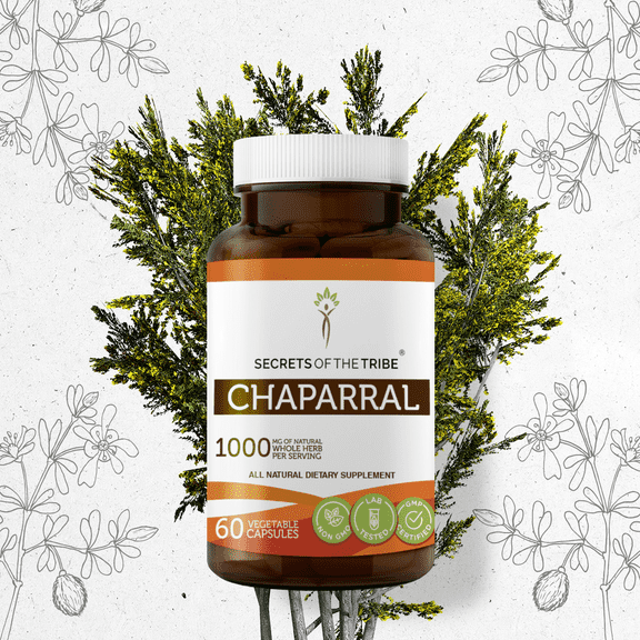 Secrets Of The Tribe Chaparral Capsules Dietary Supplement, Natural Herbal Capsules for Detox Support, Chaparral (Larrea tridentata) Dried Leaf and Flower, 60 Capsules