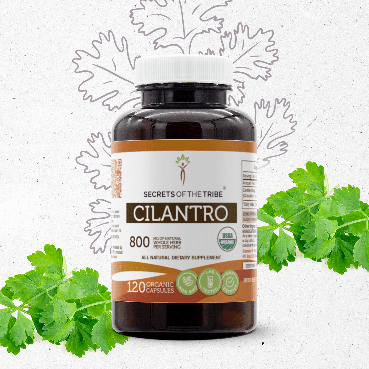 Secrets of the Tribe Cilantro 120 Capsules, 400 mg, Organic Cilantro