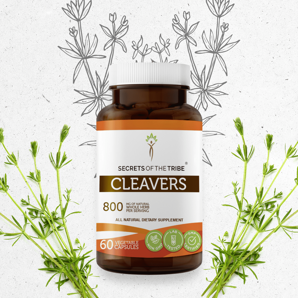 Secrets of the Tribe Cleavers 60 Capsules, 400 mg, Organic Cleavers