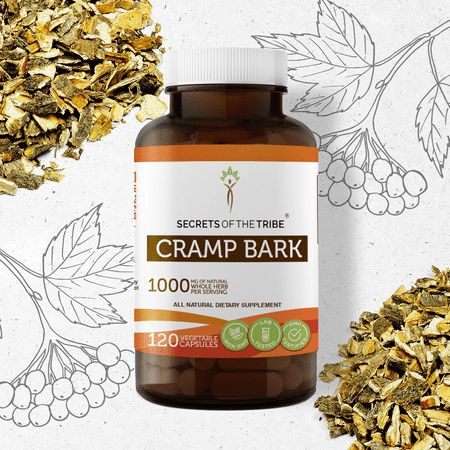 Secrets of the Tribe Cramp Bark 120 Capsules, 500 mg, Organic Cramp Bark (Viburnum Opulus) Dried Bark