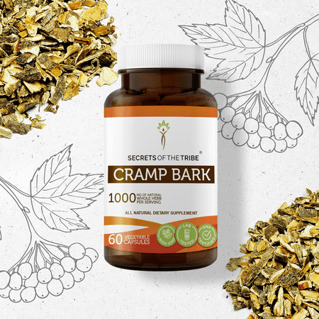 Secrets of the Tribe Cramp Bark 60 Capsules, 500 mg, Organic Cramp Bark (Viburnum Opulus) Dried Bark
