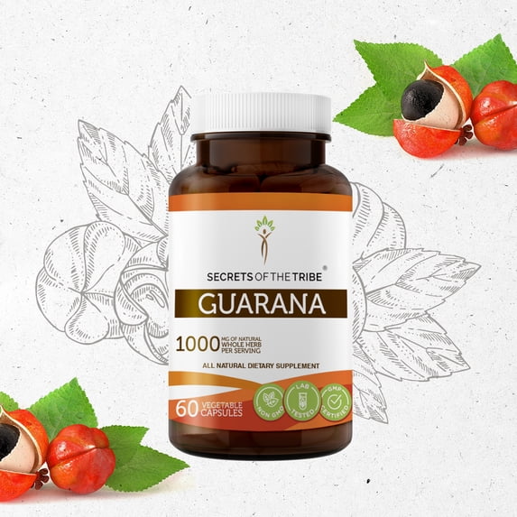 Secrets of the Tribe Guarana 60 Capsules, 500 mg, Organic Guarana (Paullinia cupana) Dried Seed
